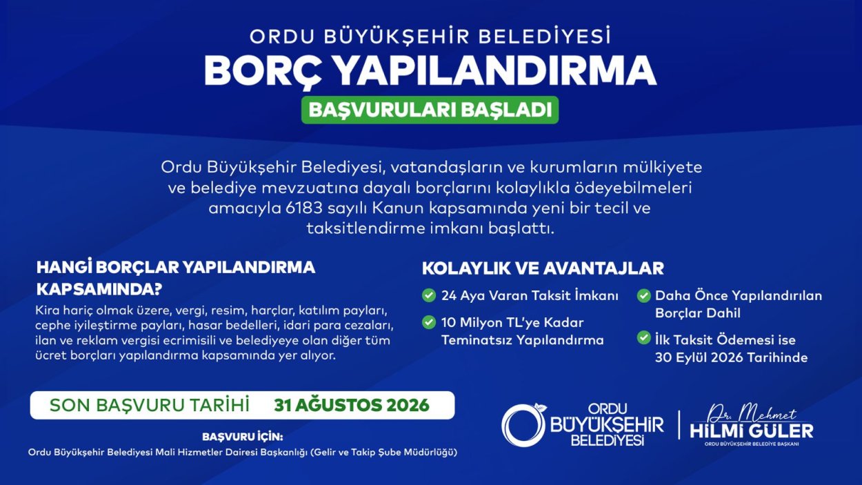 BÜYÜKŞEHİR’DEN VERGİ BORÇLARINA 24 AYA VARAN TAKSİT İMKÂNI