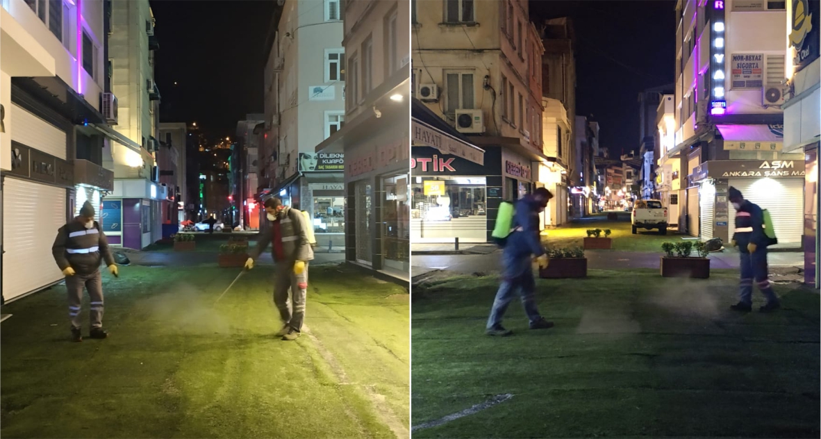 SIRRIPAŞA CADDESİ’NDE DEZENFEKTE ÇALIŞMASI YAPILDI