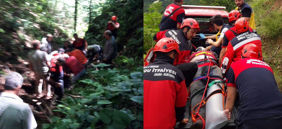 UÇURUMDAN İTFAİYE KURTARDI